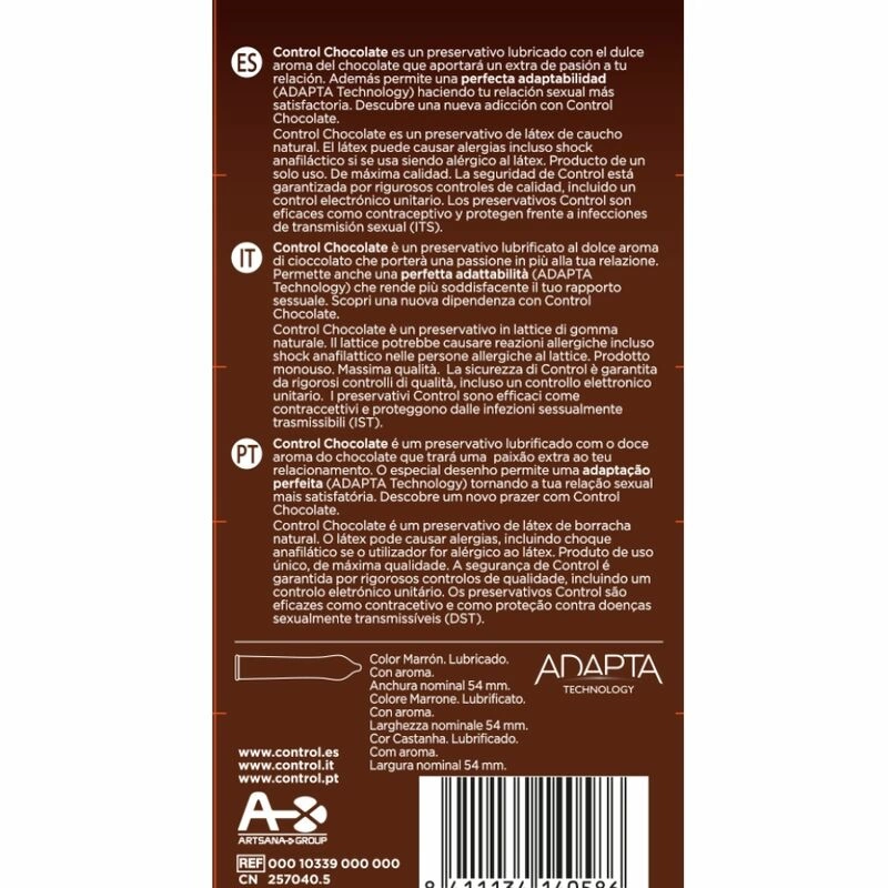 CONTROL Adapta Chocolate Flavored Anatomical Latex Condoms 12pcs. Brown. See formula