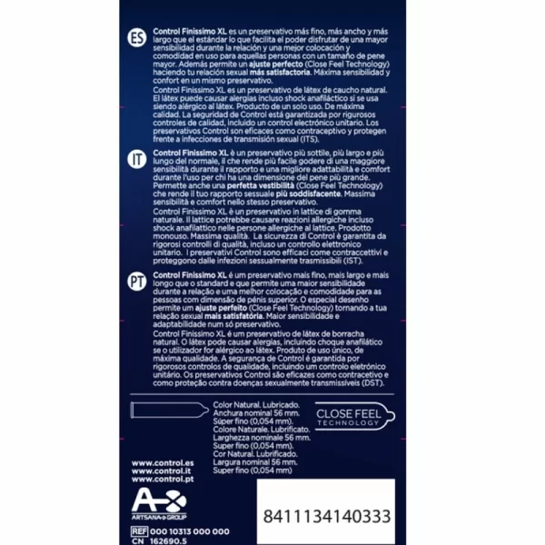 Control Finissimo 12-Pack Ultra-Thin Latex Protection 57mm XL. Condoms. See formula