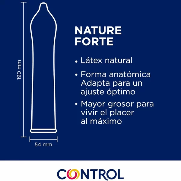 Control Adapta Forte 144-Pack Ergonomic Transparent Condoms. Clear. Product details include formula