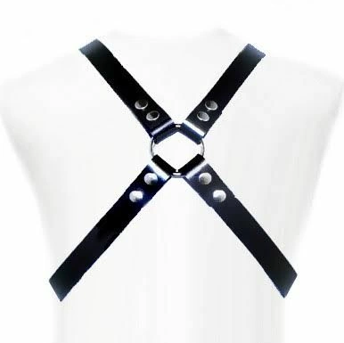 OUCH! Basic Leather Body Harness-Adjustable Cross-Strap