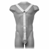 Svenjoyment Adjustable Leather Body Harness for Men White-