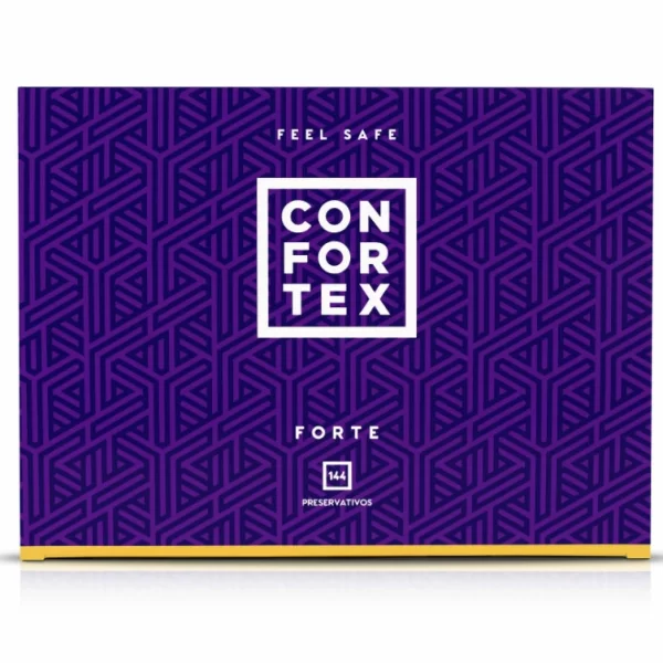 Confortex Nature Forte Premium Latex Condoms 144-Pack CE Certified. Product details include formula