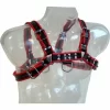 Santiago Leather Chain Harness III Black/Red - Adjustable Unisex Body Accessory