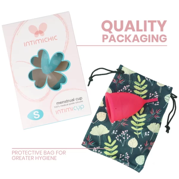 Intimichic Menstrual Cup Medical Grade Silicone Size - Reusable & Hypoallergenic S. See formula