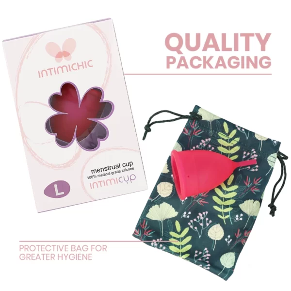 Intimichic Menstrual Cup Medical Grade Silicone - Reusable Comfort L. See formula