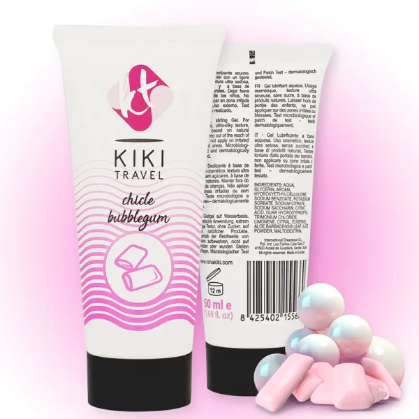 Kiki Travel Bubblegum Water-Based Lubricant 50ml Vegan Formula. Flavored. See formula