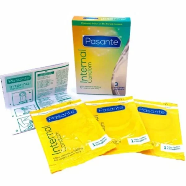 Pasante Internal Polyurethane Non-Latex Insertable Protective Sheaths 3 pcs. Condoms. See formula