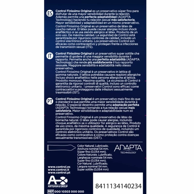Control Finissimo Original Ultra-Thin Latex 6-Pack Ergonomic - Anelma Control Finissimo Original Ultra-Thin Latex 6-Pack Ergonomic Condoms. See formula