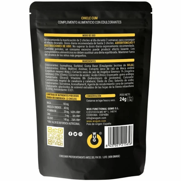 WUG CUM Banana Flavor Functional Chewing Gum 10 pcs Zinc Selenium Complex. Other. See formula
