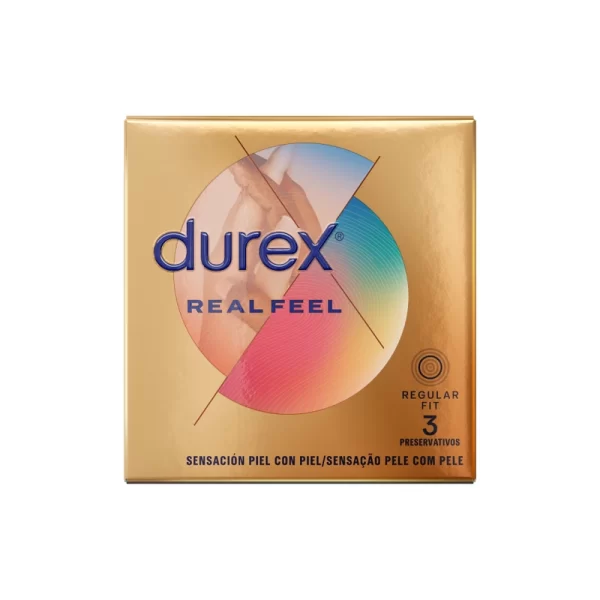 Durex RealFeel Latex-Free Intimate Protection Condoms 3 pcs 56 mm. Product details include formula