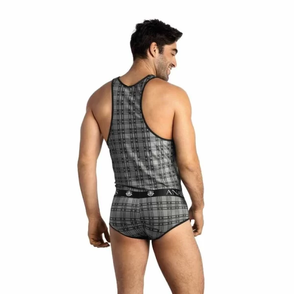 ANAIS Men Balance Top - Modern Sleeveless Check Microfiber