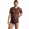 ANAIS MEN CHILL Black Mesh T-Shirt with Colorful Palm Print