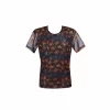 ANAIS MEN CHILL Black Mesh T-Shirt with Colorful Palm Print
