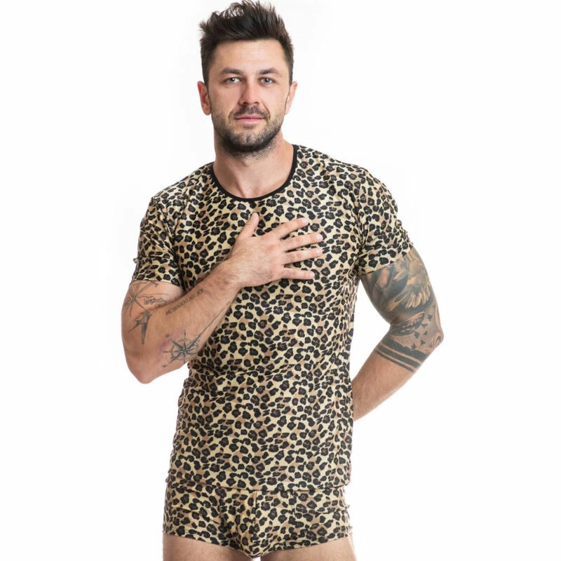 ANAIS MEN Mercury Microfiber T-Shirt Animal Print Comfort Fit