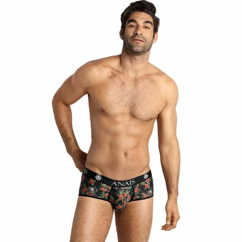 ANAIS MEN Power Brief - Sporty Modal Trunks with Rose & Skull Print