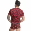 Anais Men Savage Red Microfiber Animal Print T-Shirt Size