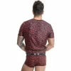 Anais Men Tribal T-Shirt Red Microfiber Animal Print Fitted
