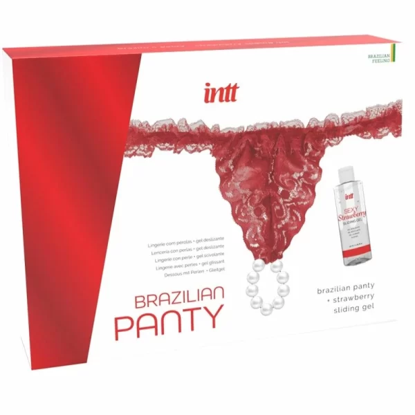 INTT Brazilian Red Lace Panty with Pearls & Strawberry