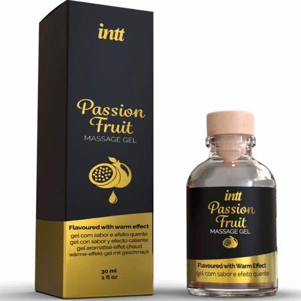 INTT Passion Fruit Heated Massage Gel 30ml - Aromatic Warming Formula. Warming lubricant. See formula
