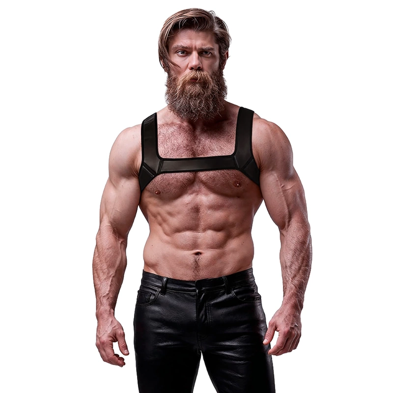 Fetish Submissive Attitude Neoprene Chest Harness for Men - Adjustable Fit