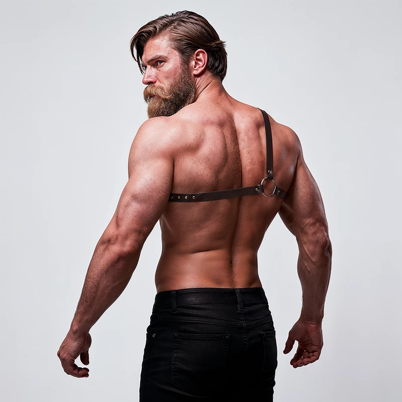 Fetish Submissive Attitude Men's Crossed Shoulder Vegan Leather Harness. Other. See material