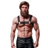 Fetish Submissive Attitude Adjustable Neoprene Chest Harness for Men Black