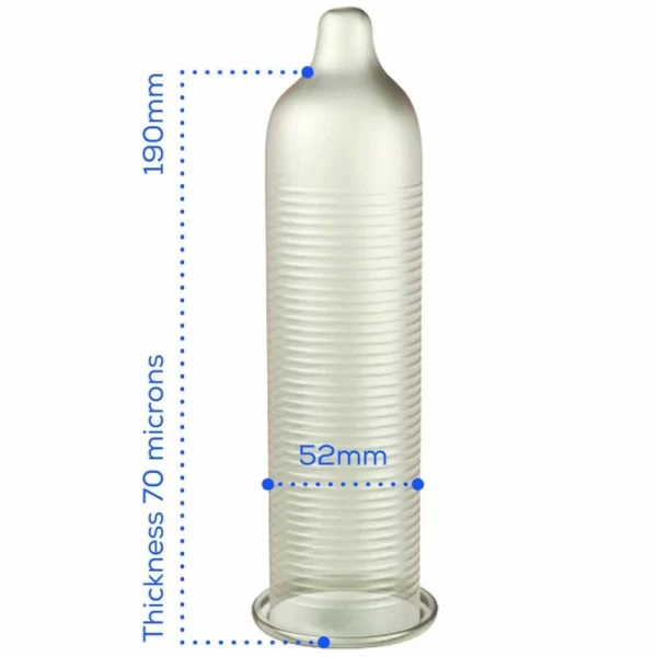 Pasante Calor Warming Effect Latex Condoms 52mm 144-Pack Transparent Ribbed. Clear. See formula