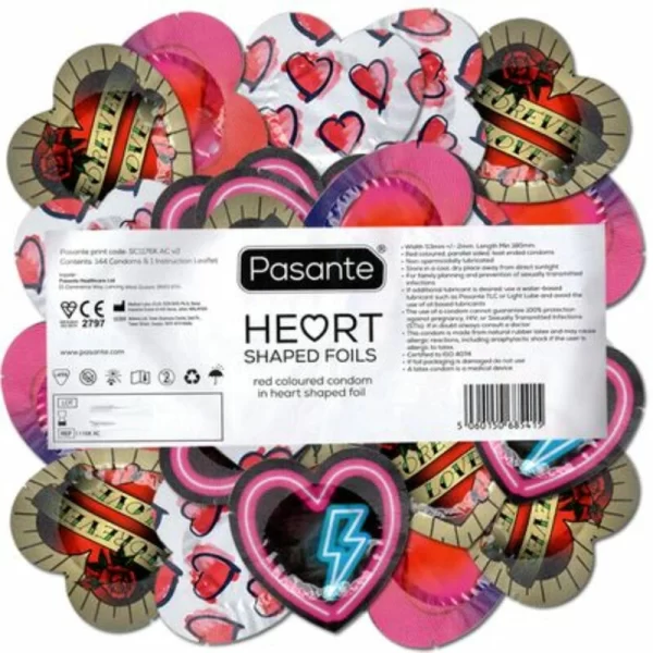 Pasante Red Heart Latex Condoms 144 pcs