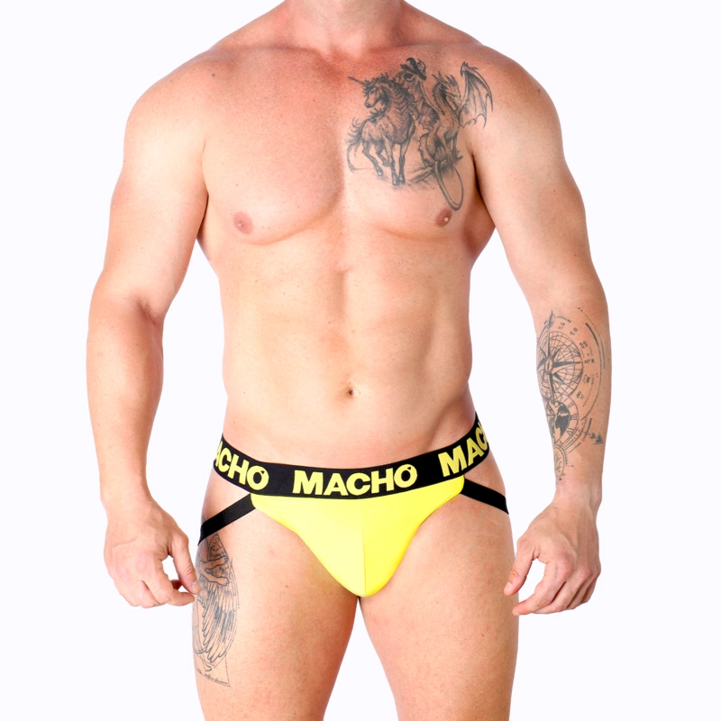 Macho MX25A Jock Lycra Yellow - Sporty Breathable Men's Underwear. Panties. See material