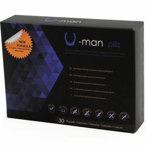 500 Cosmetics U-Man Natural Support Complex 30 Capsules for Men. Penis enlargement. See formula