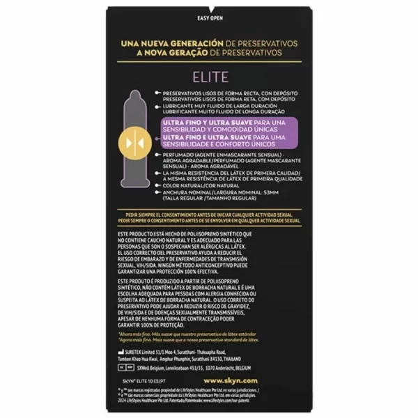 SKYN Elite Ultra-Thin Latex-Free Intimate Protection 10-Pack. Condoms. See formula