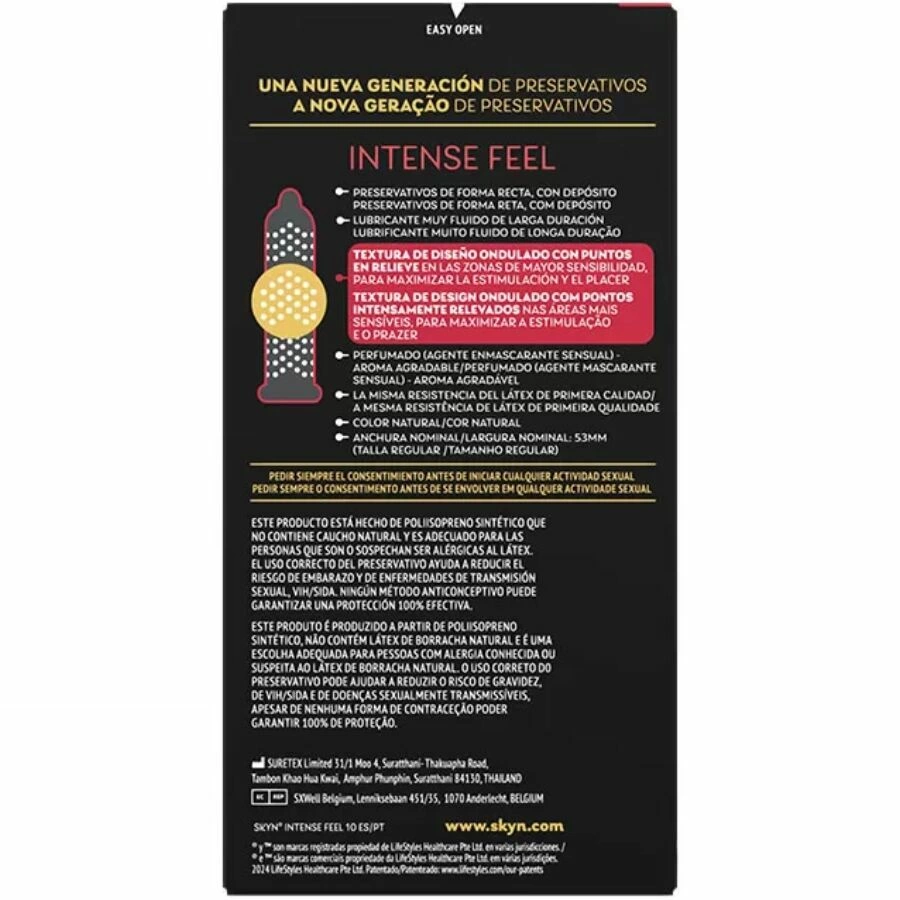 SKYN Intense Feel Polyisoprene Textured Condoms 10-Pack Wavy - Anelma SKYN Intense Feel Polyisoprene Textured Condoms 10-Pack Wavy Design. Product details include formula
