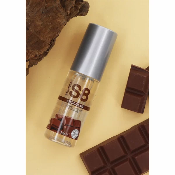 S8 Chocolate Flavored Water-Based Lubricant 125ml - Paraben-Free Formula. Brown. See formula