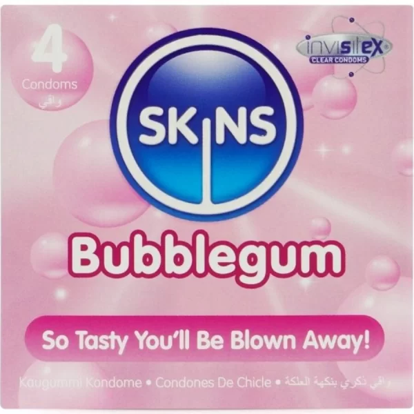 SKINS Bubblegum Premium Latex Condoms 4-Pack Scented Ultra