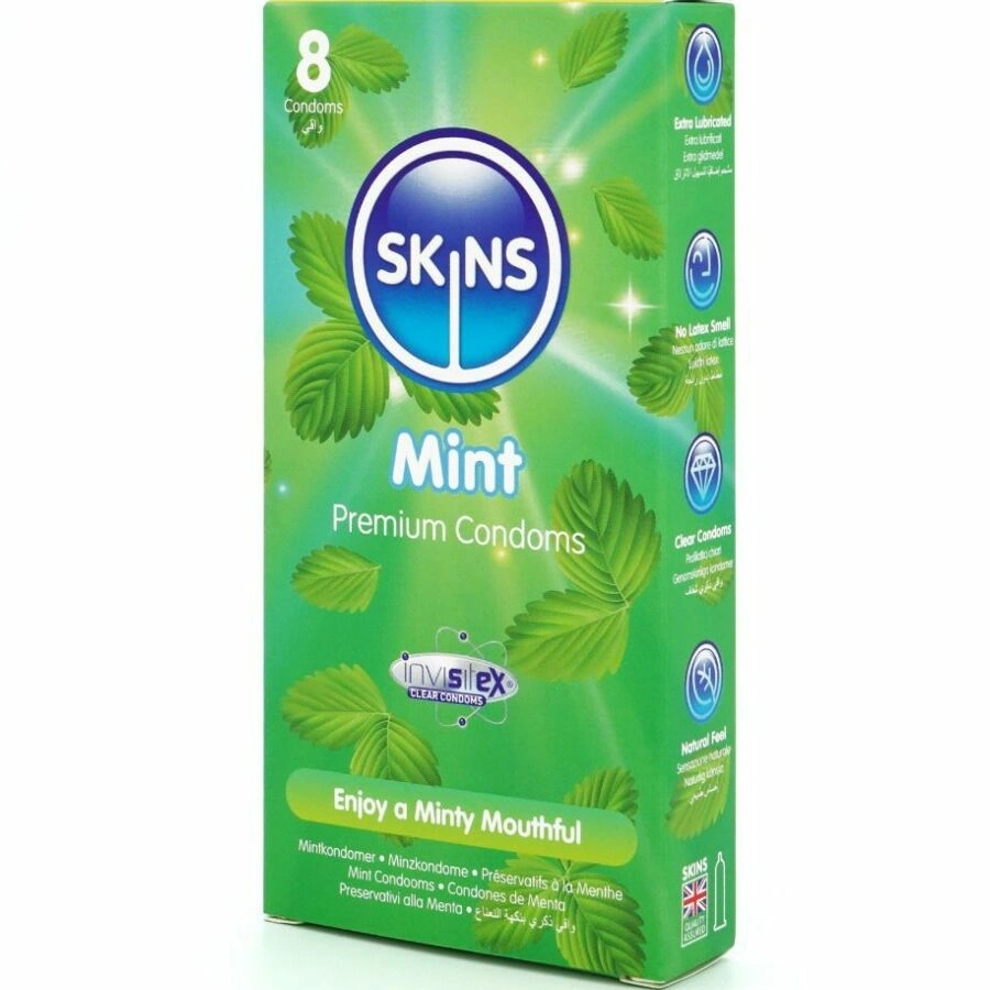 Skins Mint Premium Ultra-Thin Latex Protection Pack 8 pcs - Anelma Skins Mint Premium Ultra-Thin Latex Protection Pack 8 pcs. Condoms. Product details include formula