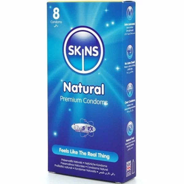 Skins Natural Premium Latex Condoms 8-Pack Ultra-Thin Vanilla Scented. See formula