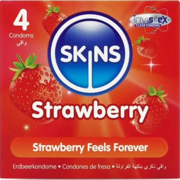 Skins Strawberry Premium Latex Condoms 4-Pack