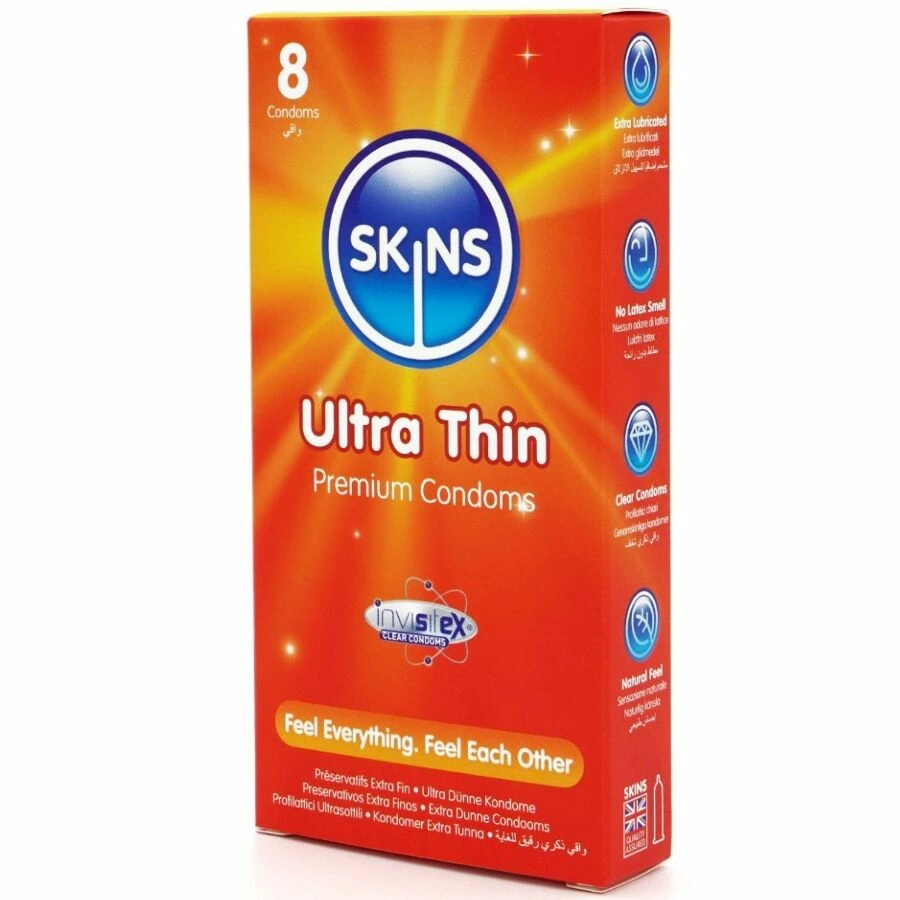 55mm - Anelma Skins Ultra Thin Premium Latex Condoms 8-Pack - Extra Lubricated