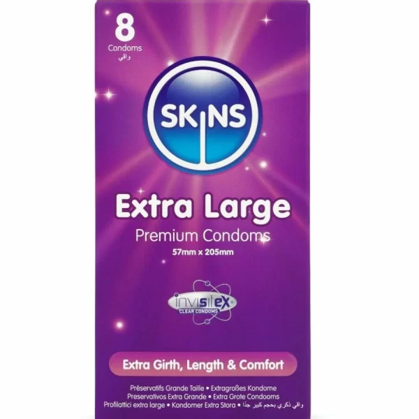 SKINS Extra Large Condoms 12-Pack | Enhanced Comfort 57mm x