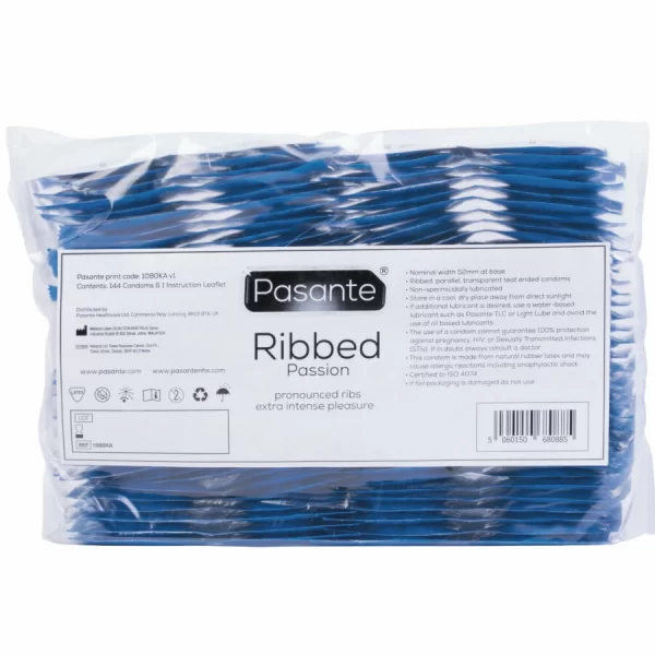 Pasante Ribbed Passion Condoms 144-Pack