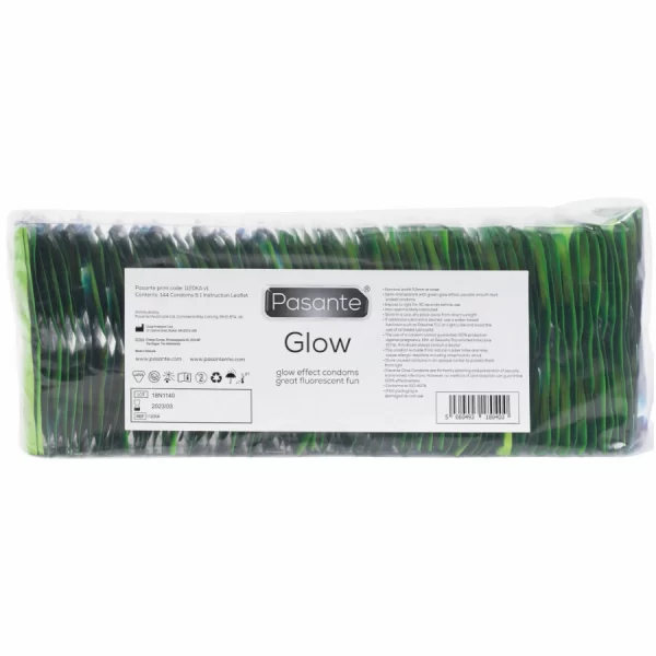 Pasante Glow 144-Pack - Green Fluorescent Latex Condoms