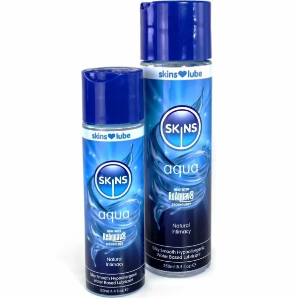 Skins Aqua Water-Based Lubricant 130ml - Gentle & Long-Lasting Formula. Waterbased