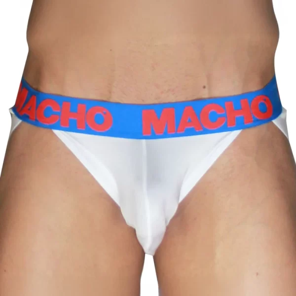 MACHO MX29AZ White Jockstrap + Dark Blue - Anatomical Support & Comfort