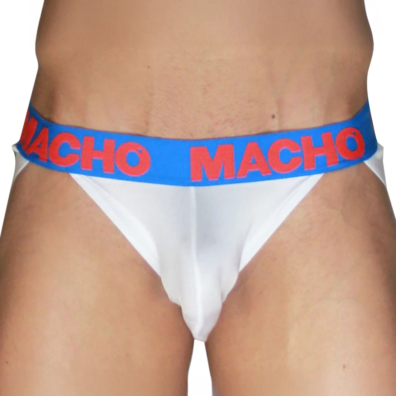 MACHO MX29AZ White Jockstrap + Dark Blue - Anatomical Support & Comfort