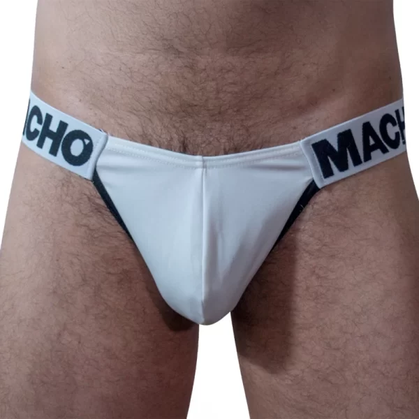 MACHO MCH009 White Side Slip - Classic Lycra Briefs with Push-Up System