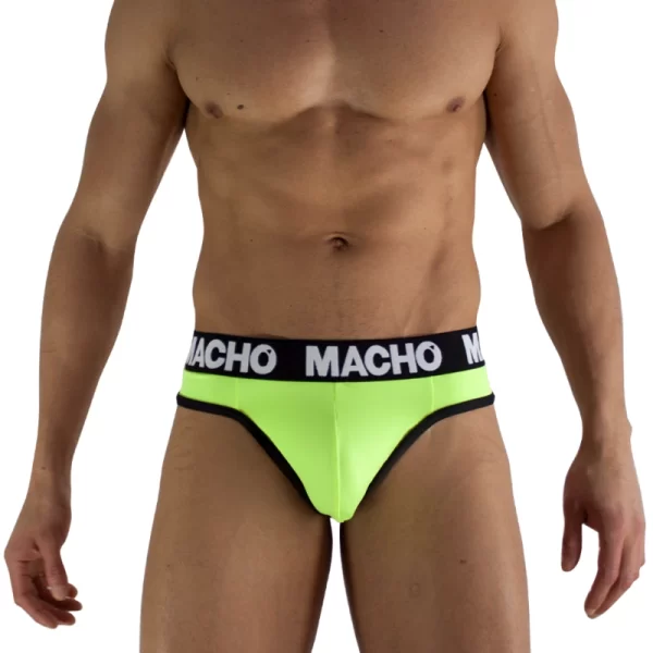 MACHO MTG001 Fluorescent Yellow Thong - Anatomical Lycra Comfort