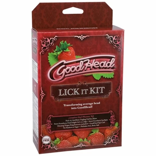 Doc Johnson GoodHead Oral Care Set Strawberry Flavor 29ml Vibrating Ring. Flavored. See formula