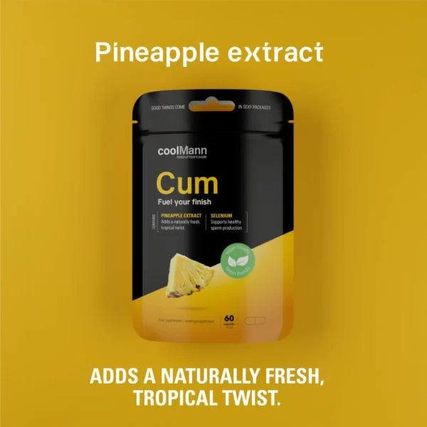 CoolMann Pineapple Food Supplement for Men 60 Capsules Vitality Support. Solid erection. See formula