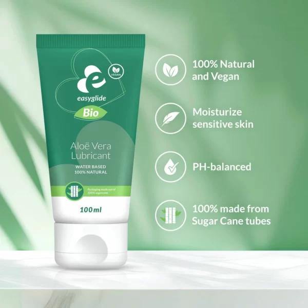 EasyGlide Bio & Natural Aloe Vera Water-Based Lubricant 100ml. Organic. See formula