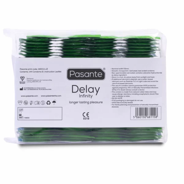 Pasante Delay 144 pcs - Transparent Lubricated Latex Barrier